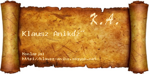 Klausz Anikó névjegykártya