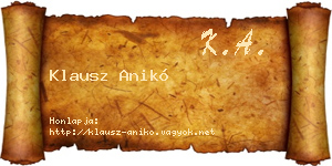 Klausz Anikó névjegykártya